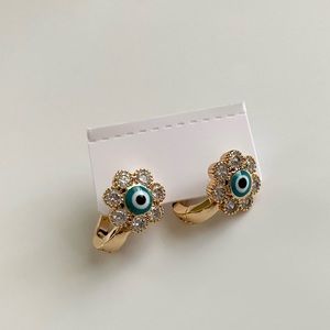 Gold Plated Turquoise Evil Eye Earrings
